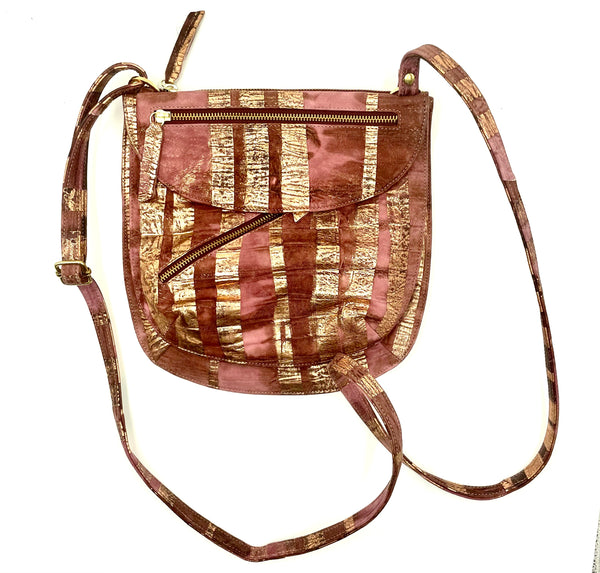 Rolita Crossbody Bag in gold stripe on burgundy LIMITED EDITION