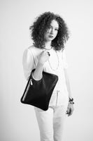 Hands-Free Bracelet Bag - Large Clutch in Black with Pearl Ring