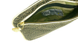 Hands Free Bracelet Clutch - Medium - Embossed Olive with Pearl ring