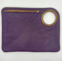 Hands-Free Bracelet Bag - Large Clutch in solid smooth grape with copper trim