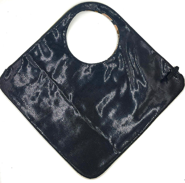 Diamond Shoulder Bag in Black Pattern Snake Shiny Finish Limited Edition