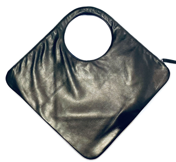Diamond Shoulder Bag in Black with Gold Trim