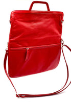 Messenger Laptop Crossbody Bag in Red Leather