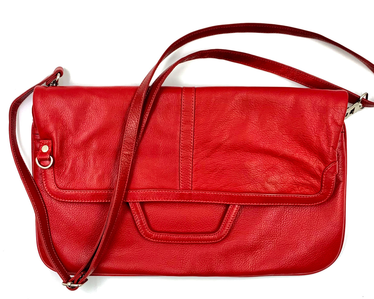 Red leather messenger bag cheap