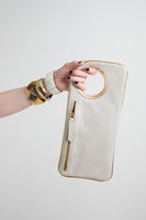 Hands Free Bracelet Clutch - Medium - Cream texture gold ring