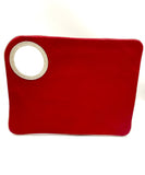 Hands-Free Bracelet Bag - Large Clutch in Red with Pearl Ring