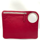 Hands-Free Bracelet Bag - Large Clutch in Red with Pearl Ring