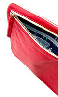 Hands-Free Bracelet Bag - Large Clutch in Red with Pearl Ring