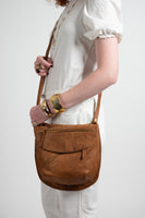 Rolita Crossbody Bag in crinkled lamb leather in whiskey