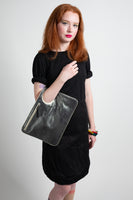 Hands-Free Bracelet Bag - Large Clutch in Black Matte with Gold trim