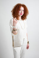 Hands Free Bracelet Clutch - Medium - Cream texture gold ring