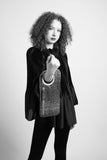 Hands-Free Bracelet Clutch - Medium - black  pattern  with Pearl Ring Limited edition