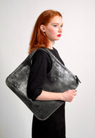 Diamond Shoulder Bag in Graphite Matte with Pearl Trim