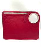 Hands-Free Bracelet Bag - Large Clutch in Red with Pearl Ring