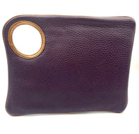 Hands-Free Bracelet Bag - Large Clutch in pebble grape with copper trim