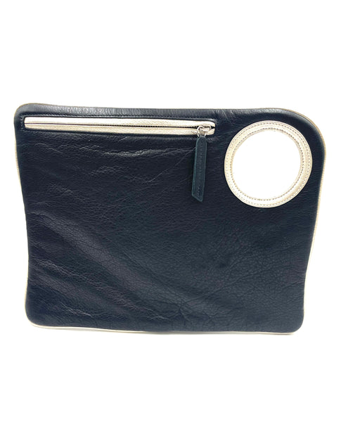 Hands-Free Bracelet Bag - Large Clutch in Black with Pearl Ring