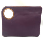 Hands-Free Bracelet Bag - Large Clutch in solid smooth grape with copper trim