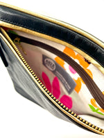 Hands-Free Bracelet Bag - Large Clutch in Black Matte with Gold trim