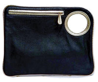 Hands-Free Bracelet Bag - Large Clutch in Black with Pearl Ring