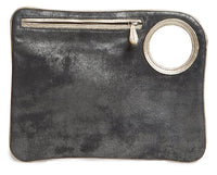 Hands-Free Bracelet Bag - Large Clutch in Graphite with Pearl Ring