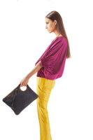 Hands-Free Bracelet Bag - Large Clutch in Black with Pearl Ring