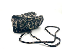 Sofia Convertible Bag in Pewter  Print on Black Suede