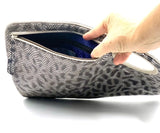 Hands-Free Bracelet Bag - Large Clutch in Leopard Print with Silver or Olive Ring