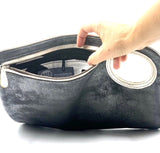 Hands-Free Bracelet Bag - Large Clutch in Graphite with Pearl Ring