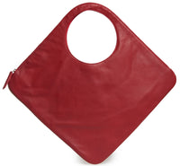 Diamond Shoulder Bag in Red with Pearl Trim