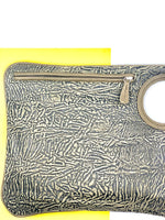 Hands-Free Bracelet Bag - Large Clutch in Olive Embossed Suede