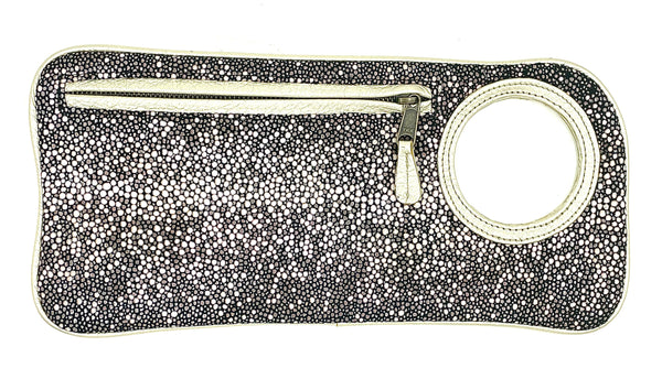 Hands-Free Bracelet Clutch - Medium - Stingray pattern with Pearl Ring