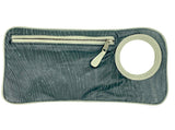 Hands Free Bracelet Clutch -Medium-  Black Embossed texture Lamb skin with Light Grey Ring