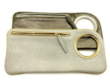 Hands Free Bracelet Clutch - Medium - Cream texture gold ring