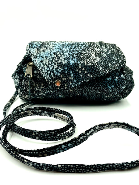 Sofia Convertible Bag in Stingray black blue suede