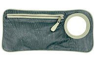 Hands Free Bracelet Clutch -Medium-  Black Embossed texture Lamb skin with Light Grey Ring
