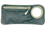 Hands Free Bracelet Clutch -Medium-  Black Embossed texture Lamb skin with Light Grey Ring