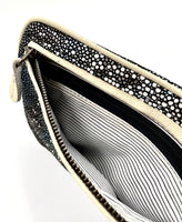 Hands Free Bracelet Clutch -Medium-Stingray with Cream ring