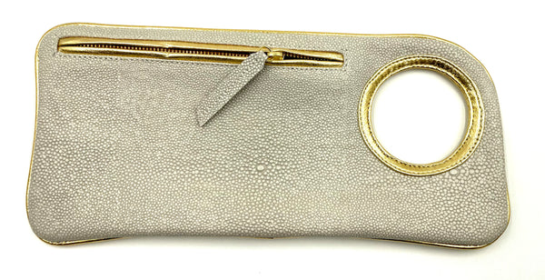 Hands Free Bracelet Clutch - Medium - Cream texture gold ring