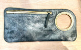 Hands-Free Bracelet Clutch - Medium - Distressed Graphite with Pearl Ring