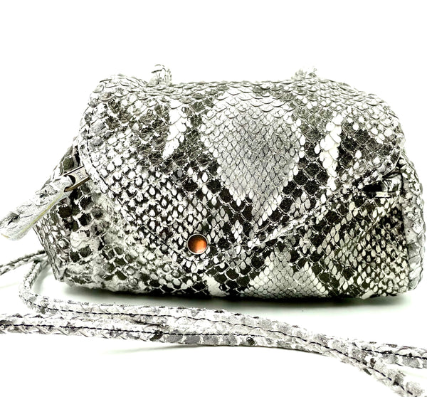 Sofia Convertible Bag in Python print on cowhide leather