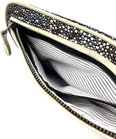Hands Free Bracelet Clutch -Medium-Stingray with Cream ring