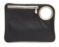 Hands-Free Bracelet Bag - Large Clutch in Black with Pearl Ring
