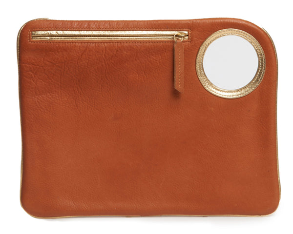 Hands-Free Bracelet Bag - Large Clutch in Whiskey with Gold Ring