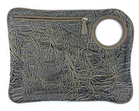 Hands-Free Bracelet Bag - Large Clutch in Olive Embossed Suede