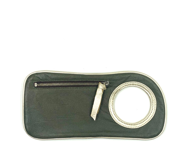 Hands-Free Bracelet Wallet in Olive with Silver Ring
