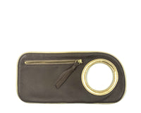 Hands-Free Bracelet Wallet in Taupe with Gold Ring