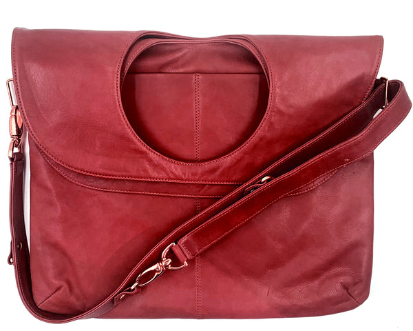 Audrey Large Messenger/Laptop Bag in Red