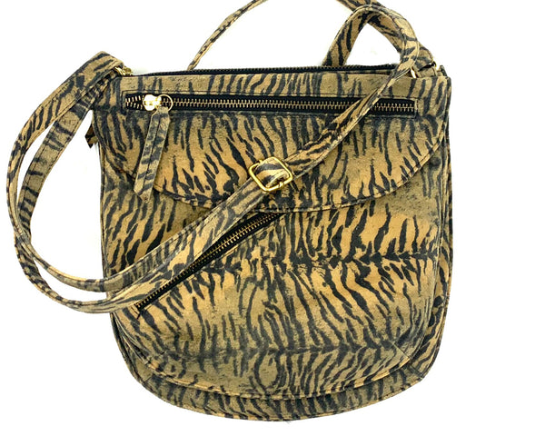 Rolita Crossbody Bag in Tiger Print on Suede LIMITED EDITION