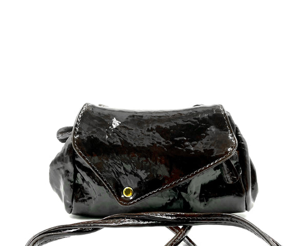 Sofia Convertible Bag in Patent Shiny Dark Brown Leather